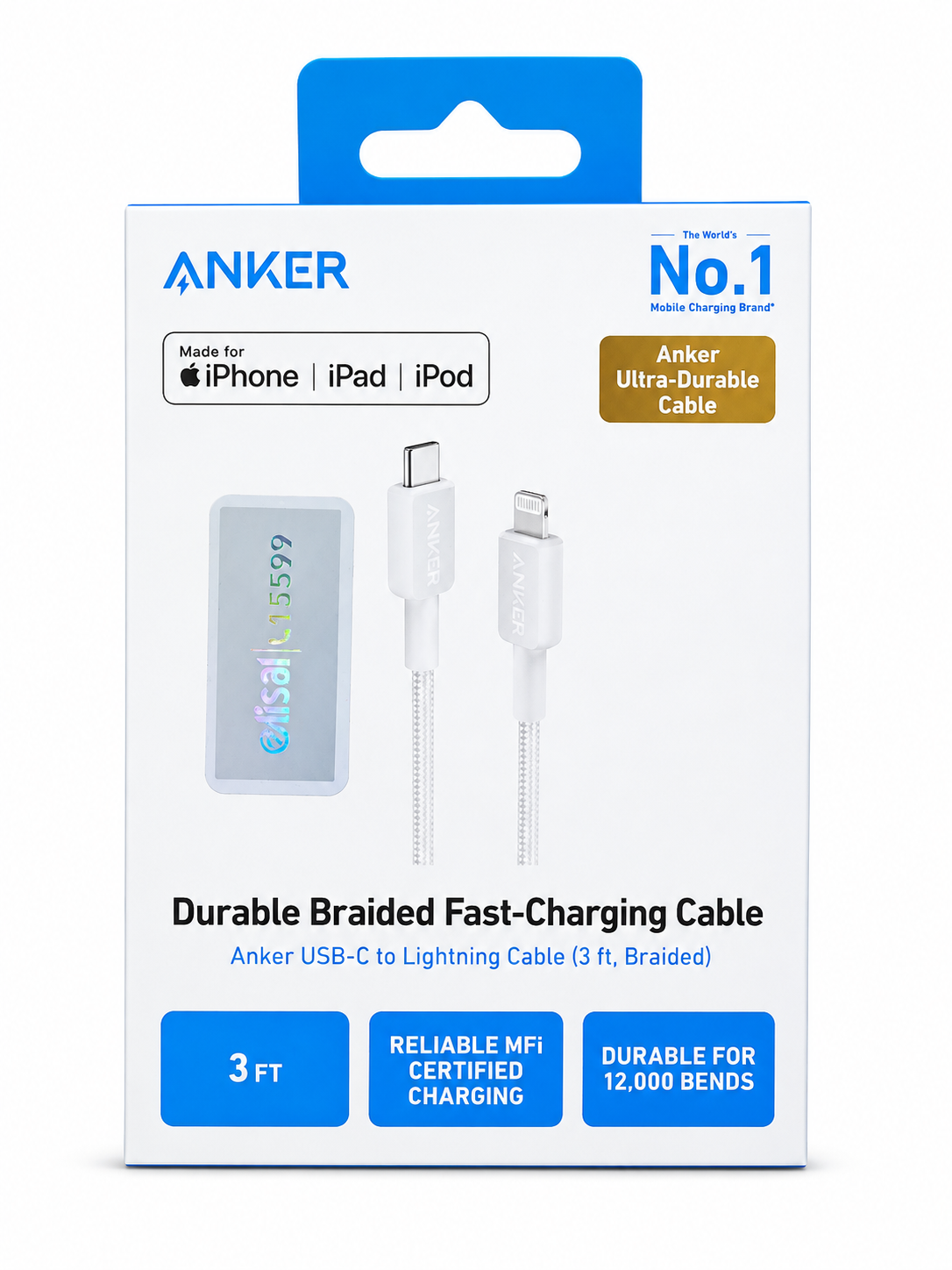 Anker USB-C to Lightning Cable (3 ft, Braided)