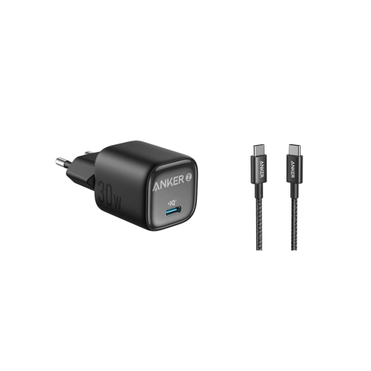 Anker zolo charger 30 watt + Anker charging cable 100 watt type c to type c