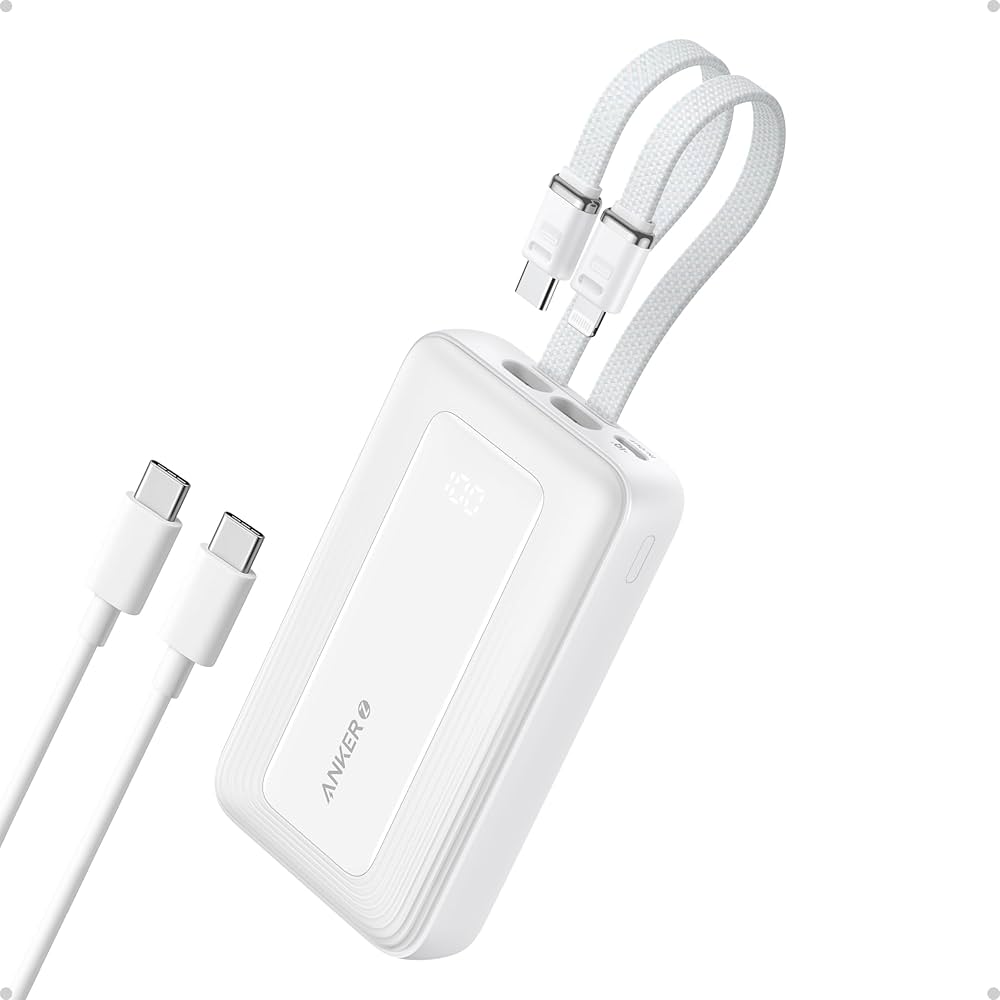 Anker Zolo Powerbank 10000mAh 30W Fast Portable Charger Built-in USB-C Lightning Cables A1680