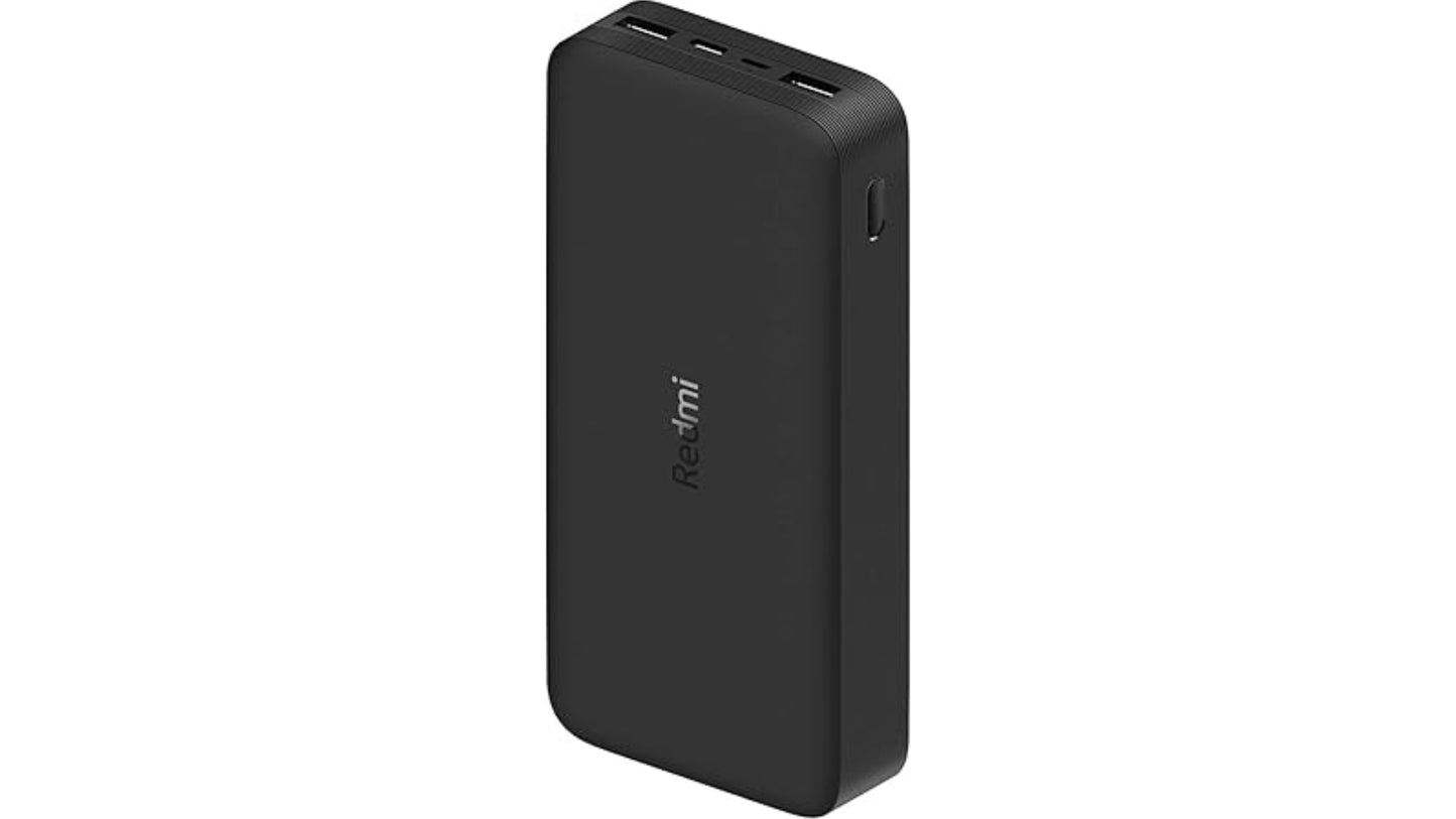 Xiaomi Redmi Power Bank 20000mAh – 18W Two-Way Fast Charging, Dual USB Output & Type-C/Micro USB Input, High-Capacity 74Wh Battery, Compatible with iPhone, Samsung, Android Devices – Black