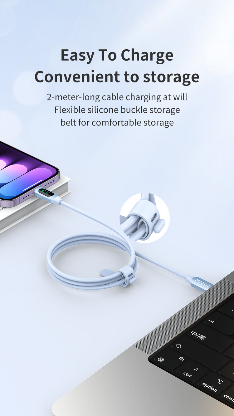 MAXCO 100 watt silicone cable digital display type-c to type-c -200 cm