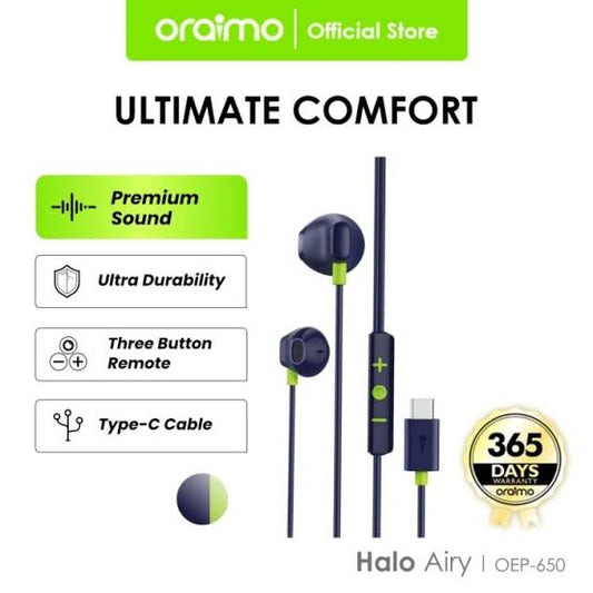 Oraimo Type-C wired-earphone ,blue