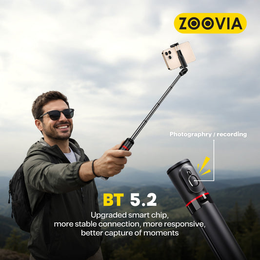 Zoovia Selfie Stick Auto Pop Open Tripod with Bluetooth Remote