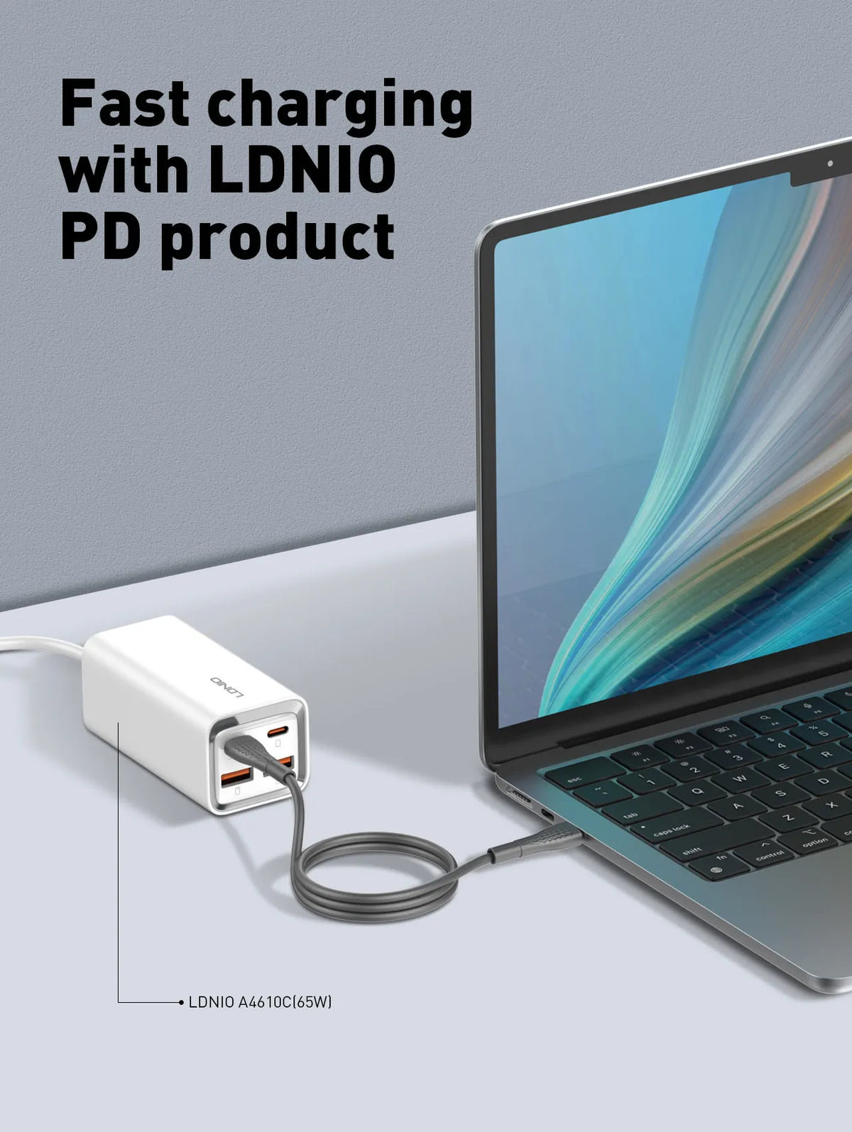 LDNIO 65W Type-C to Type-C Cable Support PD QC3.0 4.0+ ,2 Meter.