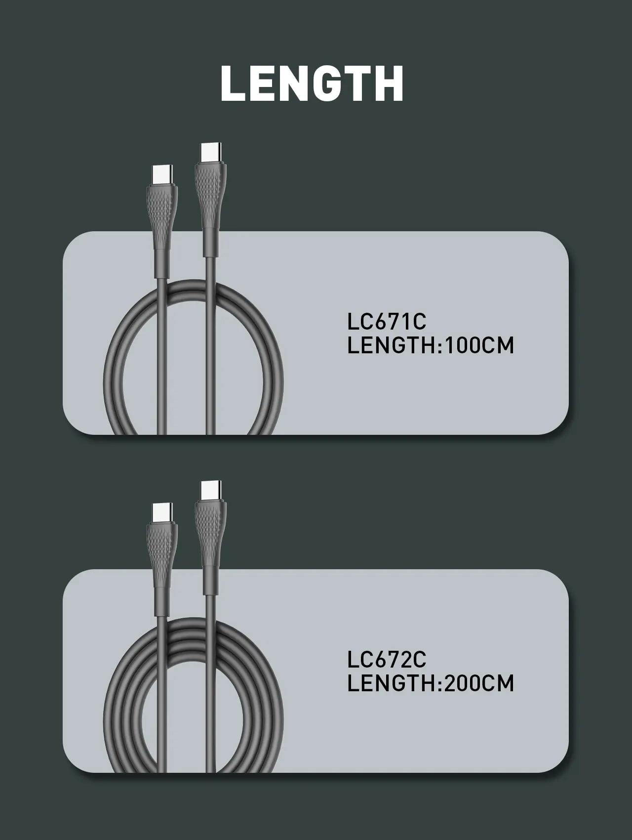 LDNIO 65W Type-C to Type-C Cable Support PD QC3.0 4.0+ ,2 Meter.