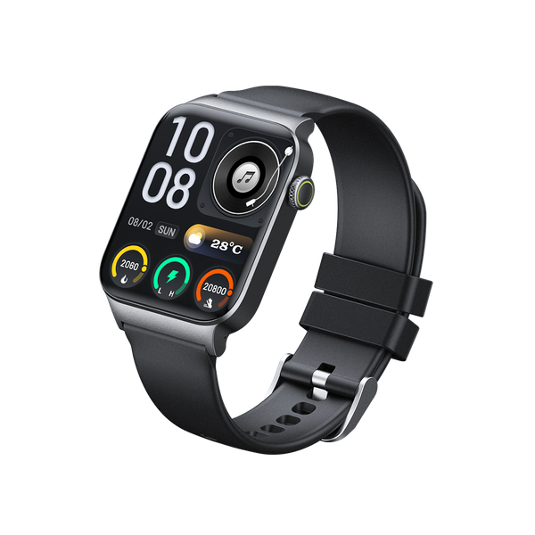 Oraimo Watch 6 Max OSW-8001N smartwatch with black strap - front view