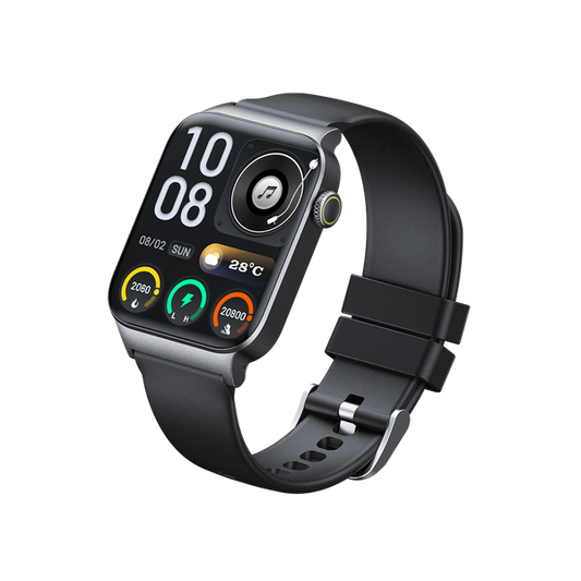 Oraimo Watch 6 Max OSW-8001N smartwatch with black strap - front view