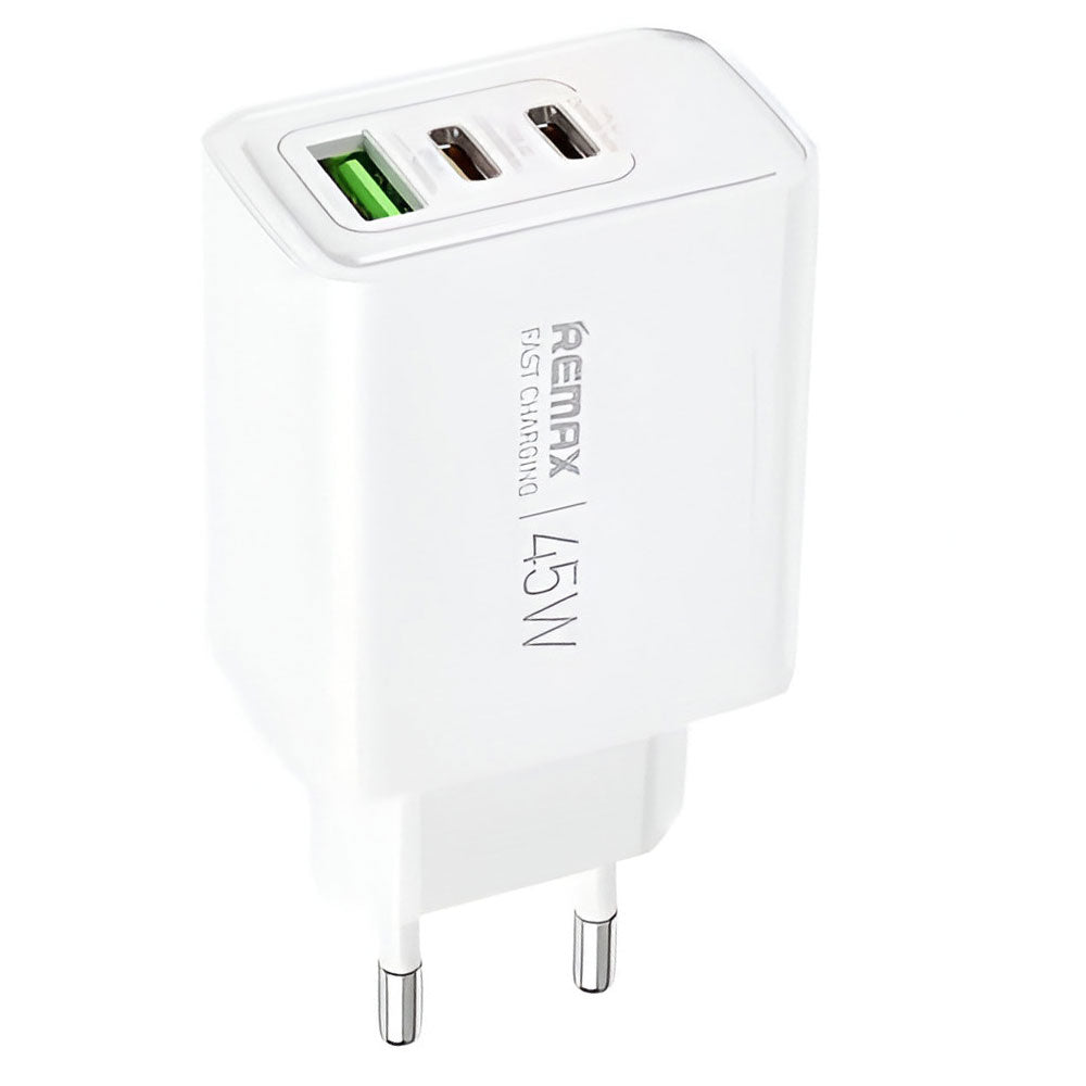 Remax RP-U139 Wall Charger 2x Type-C + USB 3A 45W Fast Charging - White