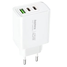 Load image into Gallery viewer, Remax RP-U139 Wall Charger 2x Type-C + USB 3A 45W Fast Charging - White
