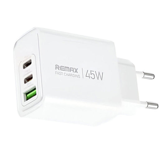 Remax RP-U139 Wall Charger 2x Type-C + USB 3A 45W Fast Charging - White