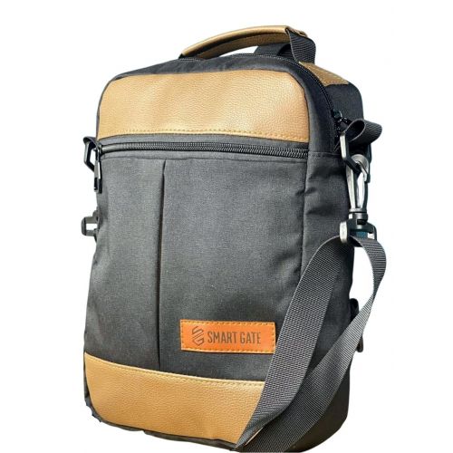 Tablet bag with shoulder strap -10 inch (light brown /black)