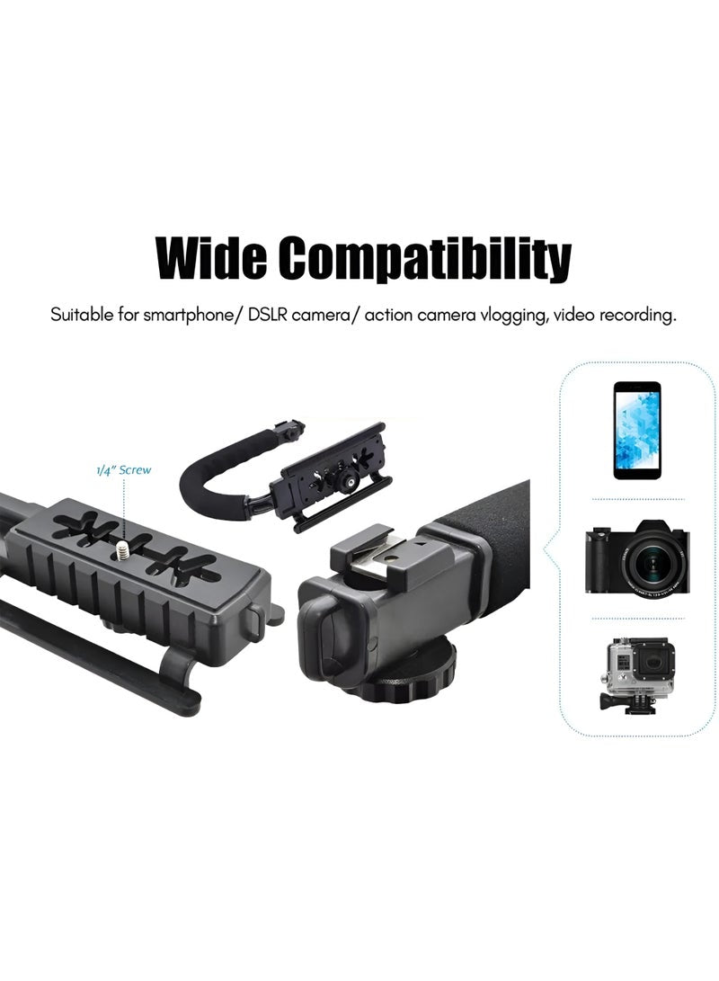 Plokama PK-777 Professional Photography Kit with HD Microphone, 7W LED Flash, and Tripod for Phones and Cameras - Black