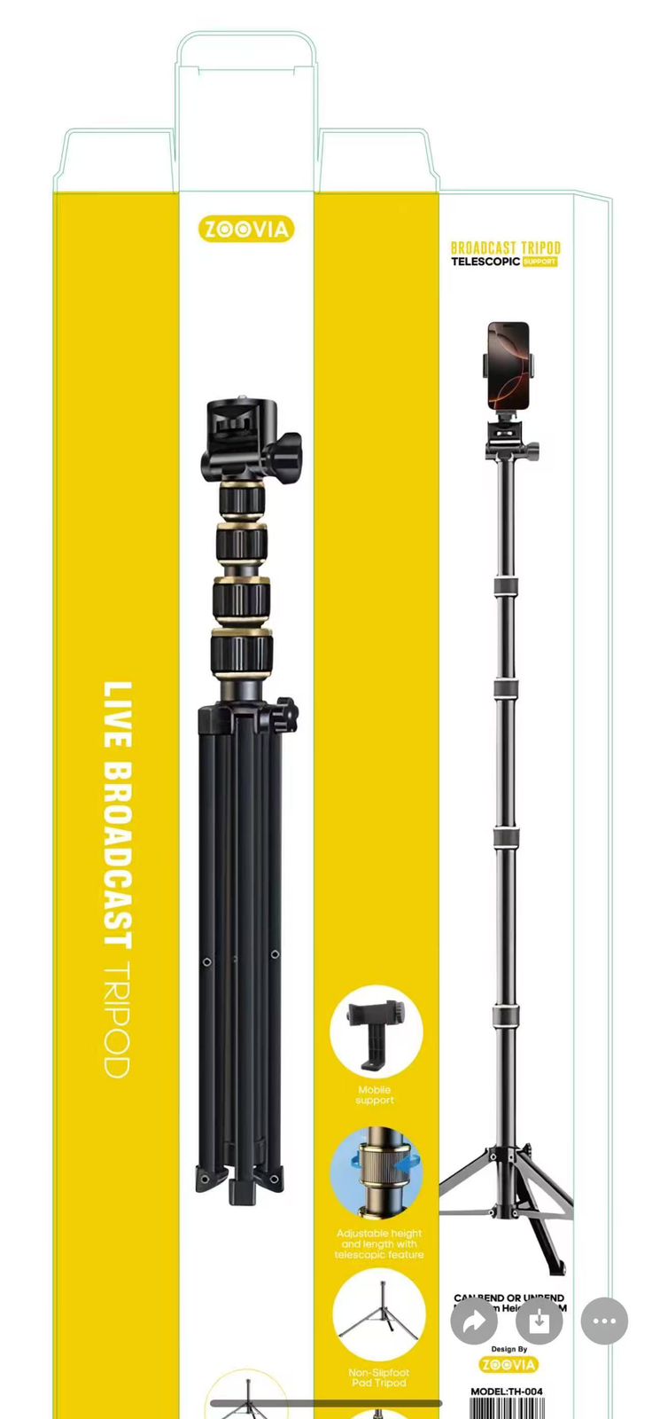 ZOOVIA BROADCAST TRIPOD TELESCOPIC SUPPORT TH-004R