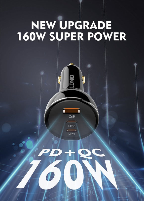 160W 3 USB Super Fast Car charger