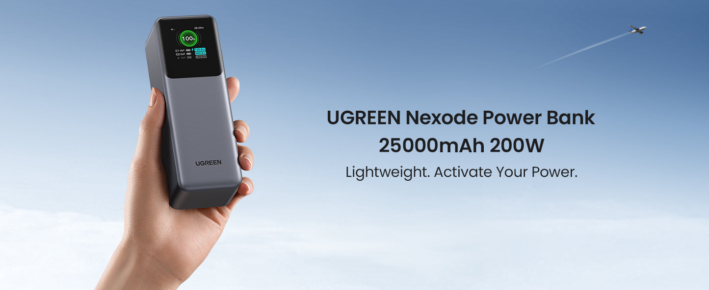 UGREEN Nexode Power Bank 25000mAh 200W with Smart Digital Display