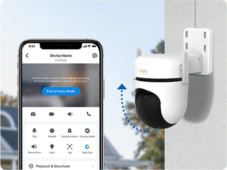 Tapo C530WS physical privacy mode with lens blocked by housing