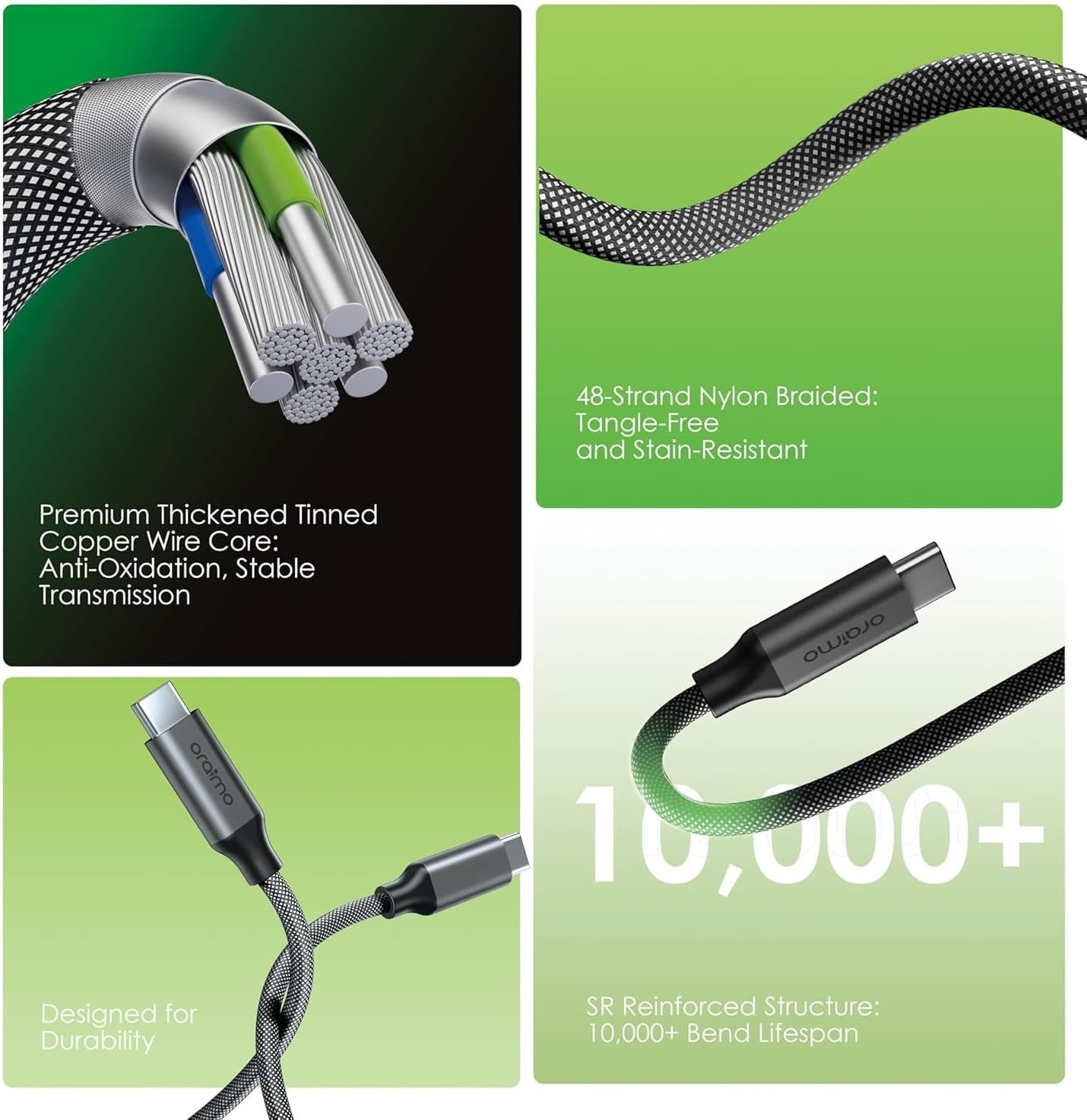 Oraimo OCD-710CC MagCable USB-C to USB-C Cable — 1M, PD 60W Fast Charging