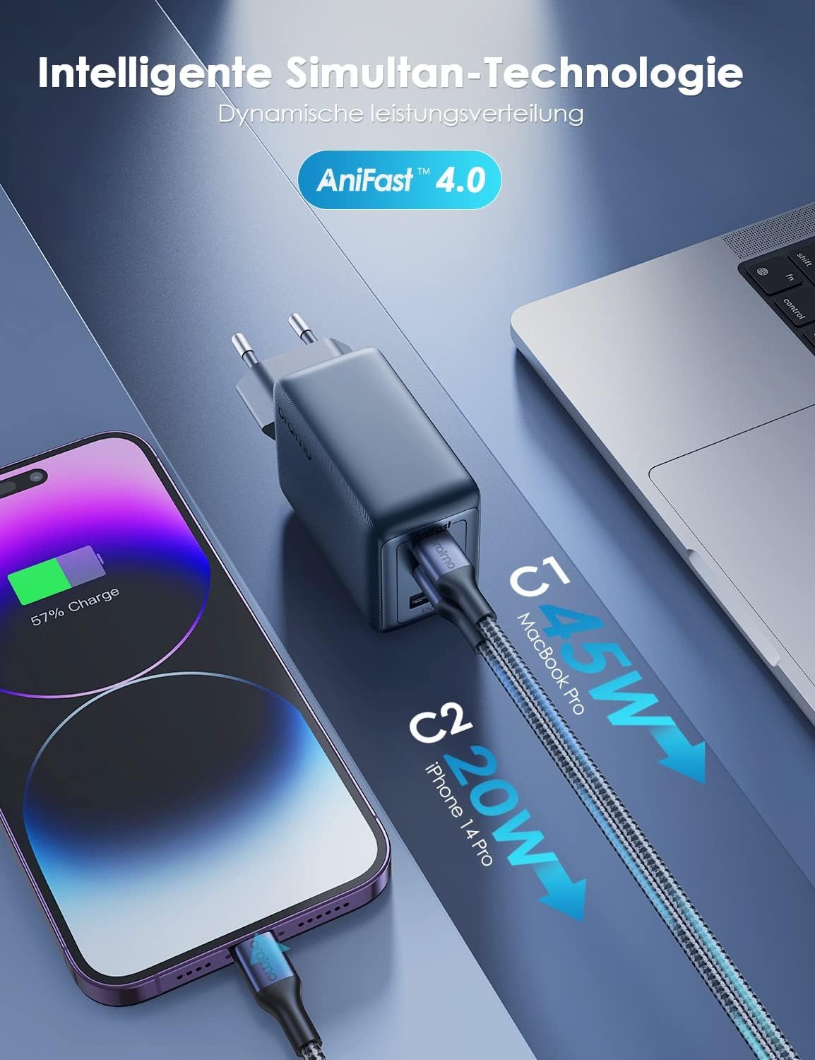 Oraimo hyperGan 65 watt usb-c charger