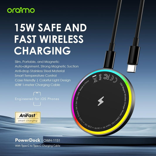 Oraimo PowerDock (OWH-1151), 15W Safe and Fast Wireless Charging