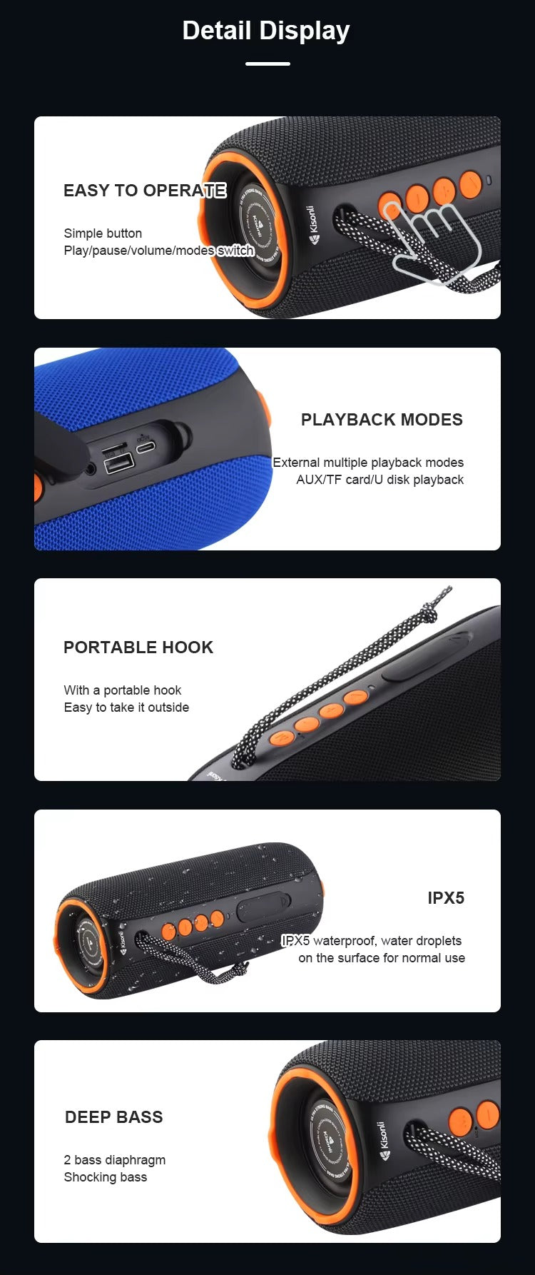 KISNOLI Bluetooth Speaker Q22+