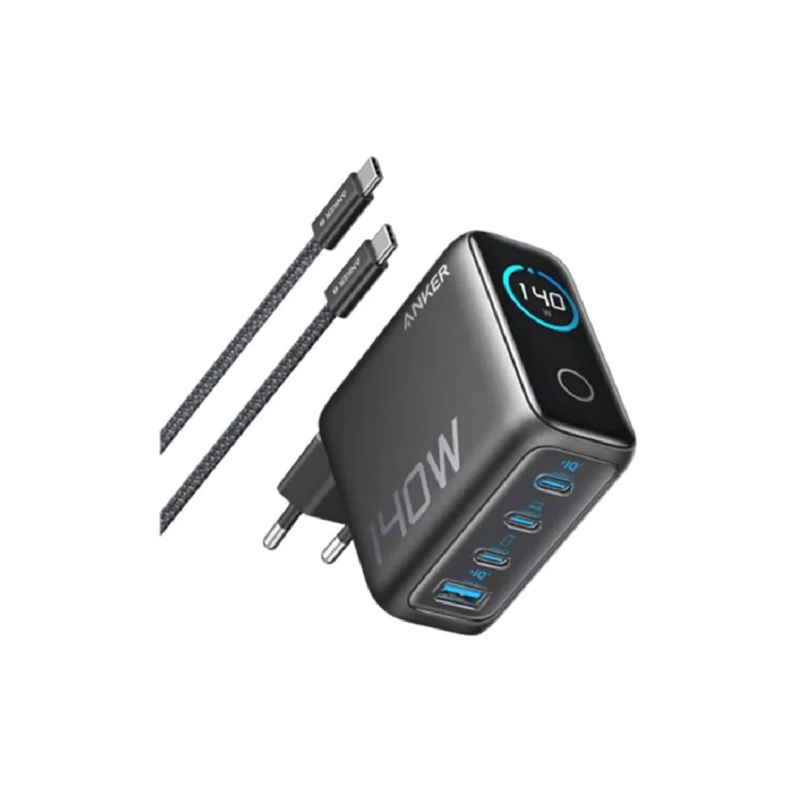 Anker Fast Charger For Four Devices 140w, 4Port, PD 3.1 - With USB-C-Cable