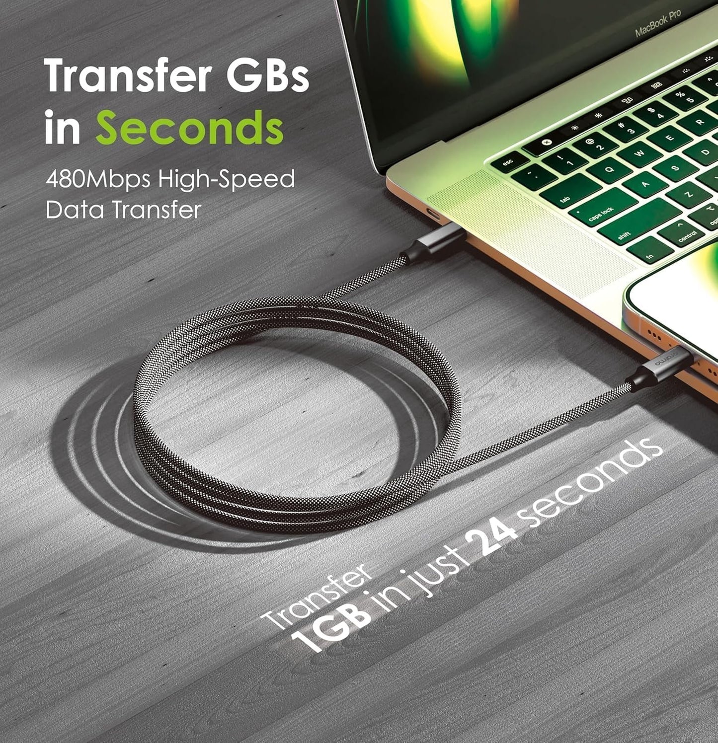 Oraimo OCD-710CC MagCable USB-C to USB-C Cable — 1M, PD 60W Fast Charging