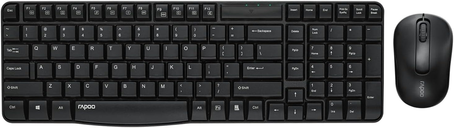 Rapoo X1800S Wireless Keyboard and Mouse Combo, Arabic Black