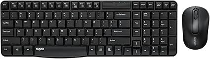 Rapoo X1800S Wireless Keyboard and Mouse Combo, Arabic Black