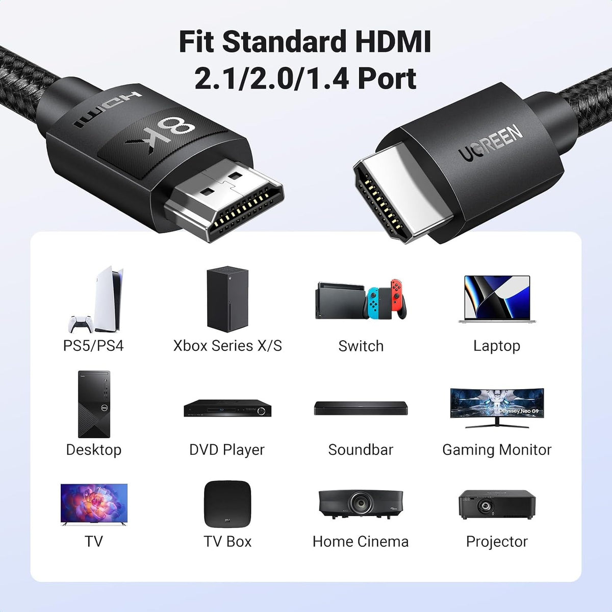 UGREEN 8K HDMI Cable Male to Male Braided 3m ( 40181 / HD150)