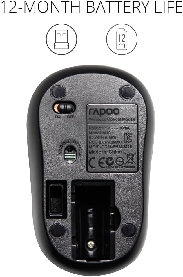 Rapoo M10 Plus 2.4Ghz Wireless Optical Mouse Black