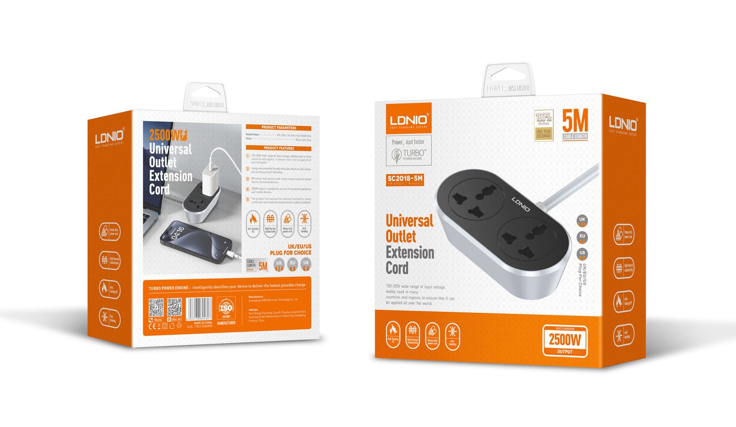 2 AC Outlet Universal Extension Power Socket SC2018