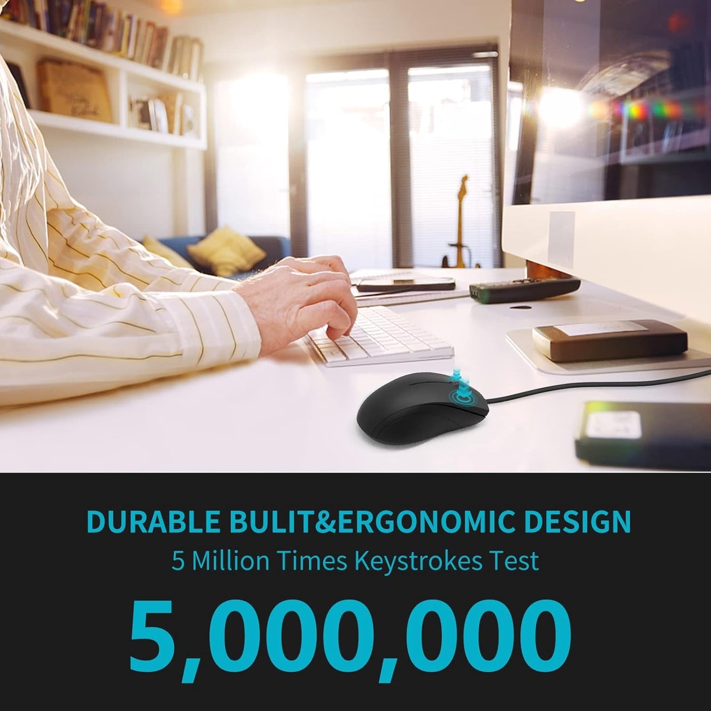 Rapoo Wired Optical Mouse BLACK 1000 DPI N1200 silent