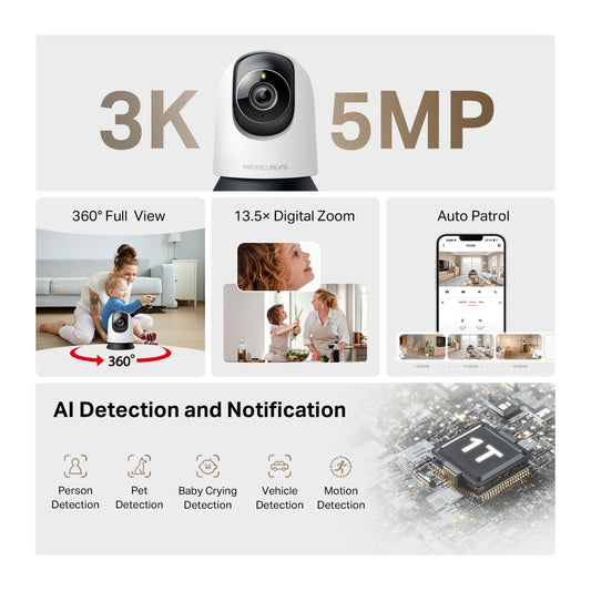 Mercusys MC230  Pan/Tilt AI Home Security Wi-Fi Camera