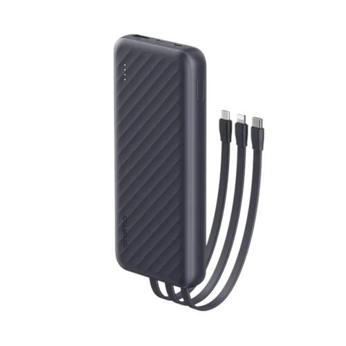 Oraimo Power Bank Slice Link Pro 10,000 mAh, 22.5W, Built-In Cables - Black