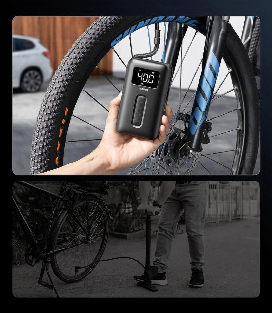 Ugreen CD259 air compressor with battery and LED lighting - black