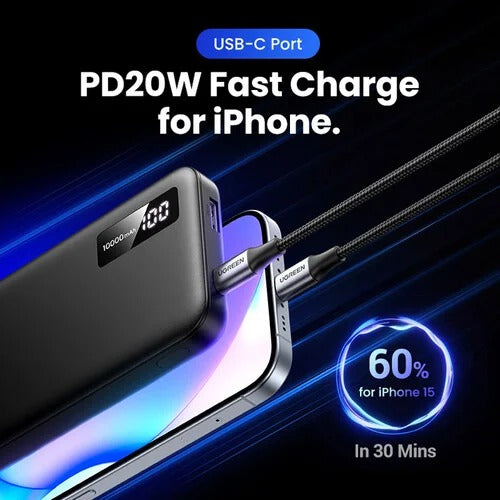 UGREEN 25742 PB311 20W 10000mAh Two-Way Fast Charging Power Bank - Black