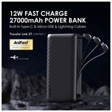 Load image into Gallery viewer, oraimo Traveler Link 27 بنك طاقة 27000mAh 12W
