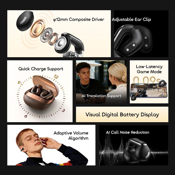 Oraimo OpenSnap N2 (OPN-374N) – Open-Ear True Wireless Earbuds with AI Translation