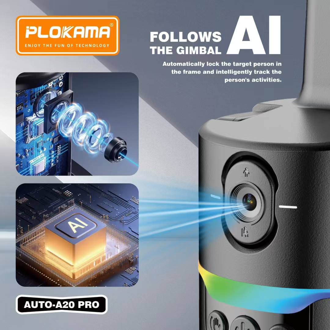 PoLkama A20-PRO Mobile Phone Stabilizer with 360° Face Tracking, SELFIE Type-C Port & Remote
