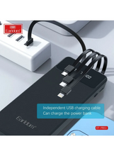 Load image into Gallery viewer, 20,000 mAh Power Bank with 4 Wire In-Built Charging Cable And LCD Display Black
