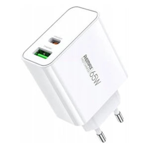 Remax RP-U125 Kiddy Series Dual Port USB Type-C And Type A Fast Charger UK 65W - White