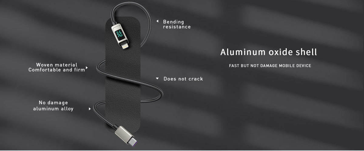 Lanex Data Cable USB-type c to type-c -100watt- with led screen - وصله شحن تايب سى  لتايب سى