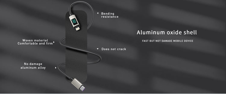 Lanex Data Cable USB-type c to type-c -100watt- with led screen - وصله شحن تايب سى  لتايب سى