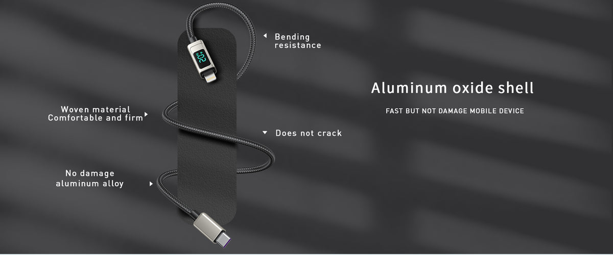 Lanex Data Cable USB-type c to type-c -100watt- with led screen - وصله شحن تايب سى  لتايب سى
