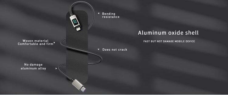 Lanex Data Cable USB-type c to type-c -100watt- with led screen - وصله شحن تايب سى  لتايب سى