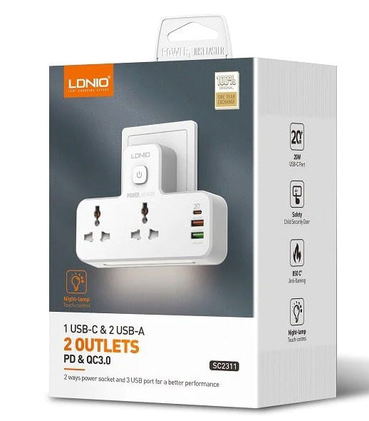 2 AC Outlets Portable Extension Power Socket SC2311