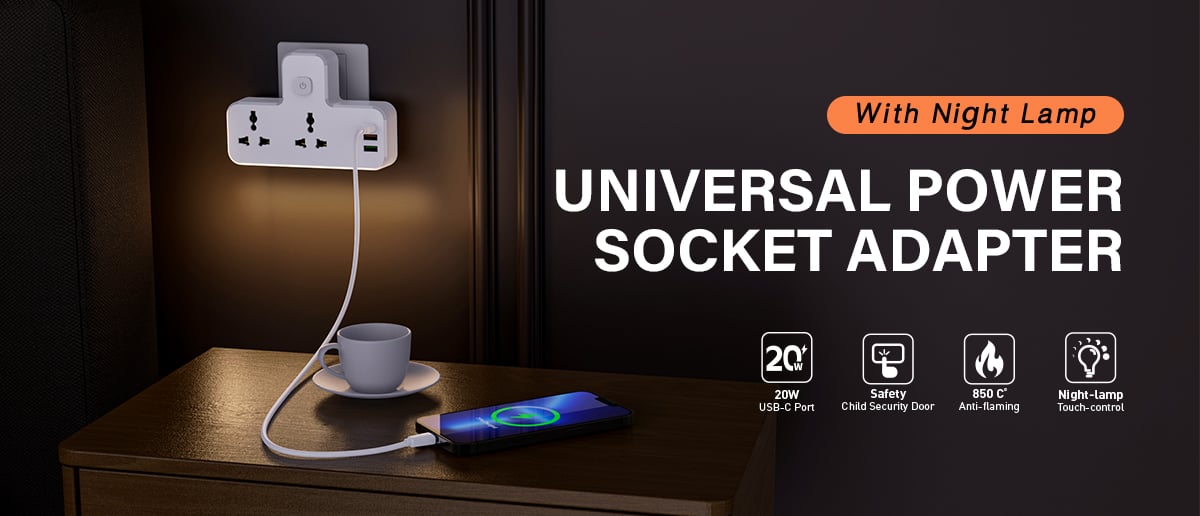 2 AC Outlets Portable Extension Power Socket SC2311