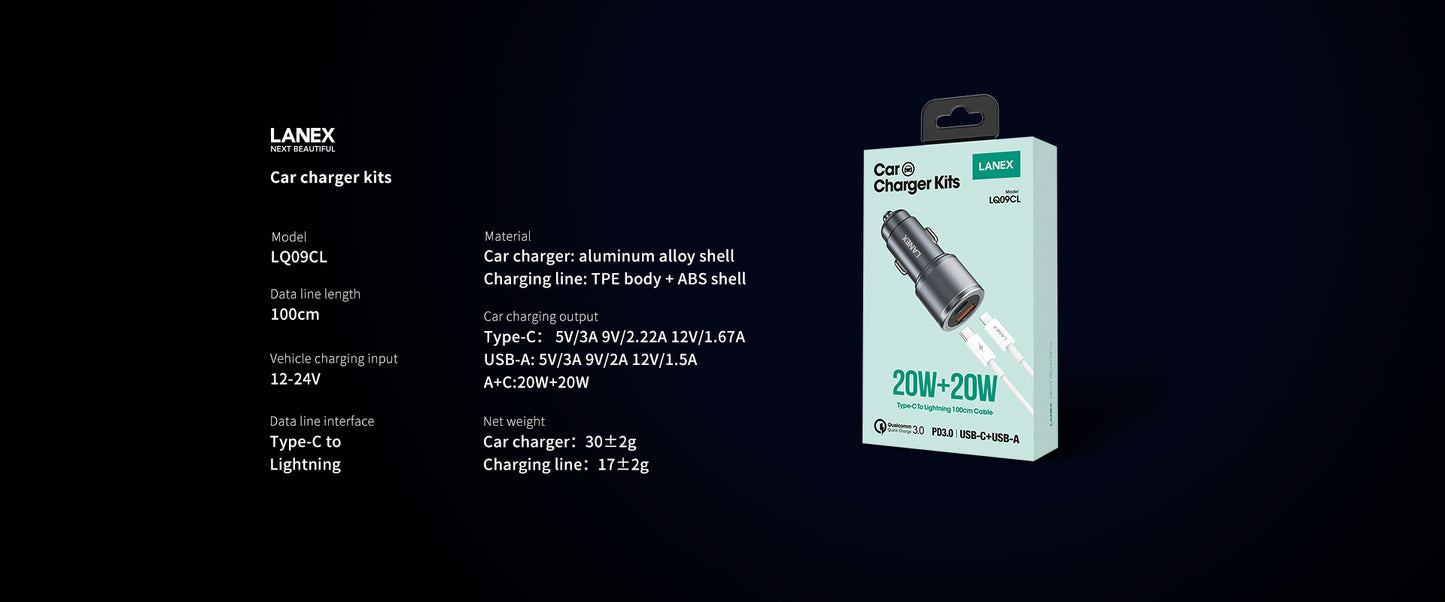 Lanex Car Charger Kit 20 WATT