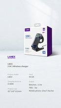 Load image into Gallery viewer, Lanex 3in1 wireless charger 15 watt
