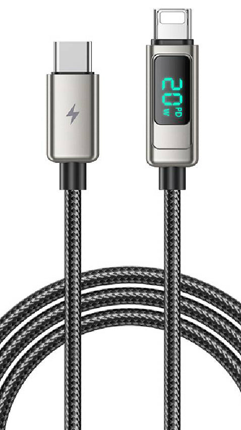 Lanex Data Cable USB-type c to Lighting with led screen - وصله شحن تايب سى  لآيفون